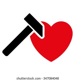 Heart Hummer vector icon. Style is bicolor flat symbol, intensive red and black colors, rounded angles, white background.
