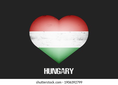 Heart with Hungarian national flag colors. Flag of Hungary in the form of a heart made on an isolated background. Design pattern for greeting card on an Valentines day. Vector illustration