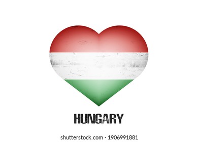 Heart with Hungarian national flag colors. Flag of Hungary in the form of a heart made on an isolated background. Design pattern for greeting card on an Valentines day. Vector illustration