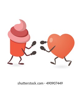 Heart and Ice Cream Fighting