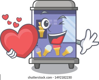 With heart ice cream vending machine mascot shape