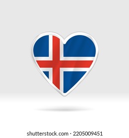 Heart from Iceland flag. Silver button star and flag template. Easy editing and vector in groups. National flag vector illustration on white background.