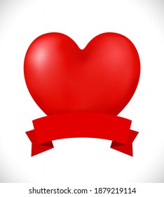 heart icon 3d with ribbon