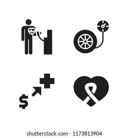 heart icon. 4 heart vector icons set. awareness ribbon inside a heart, donation and pressure icons for web and design about heart theme