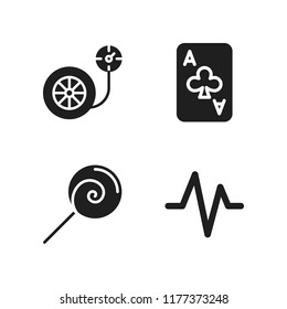 heart icon. 4 heart vector icons set. heartbeat, lollipop and pressure icons for web and design about heart theme