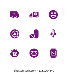 heart icon. 9 heart set with clover token, human body, faint and healthcare and medical vector icons for web and mobile app