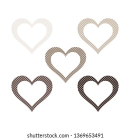 Heart icon, abstract beige hearts set, vector illustration