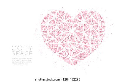 Heart icon Abstract Geometric Circle dot pixel pattern, Valentine's day concept design pink color illustration on white background with copy space, vector eps 10