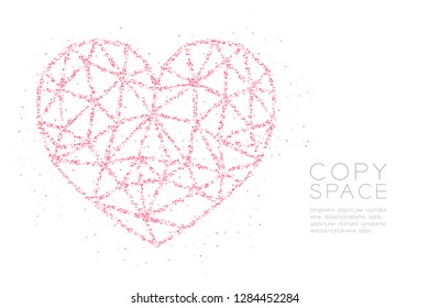 Heart icon Abstract Geometric Low polygon square box pixel and Triangle pattern, Valentine's day concept design pink color illustration on white background with copy space, vector eps 10