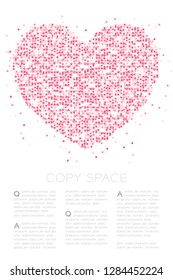 Heart icon Abstract Geometric Square box pixel pattern, Valentine's day concept design pink color illustration on white background with copy space, vector eps 10