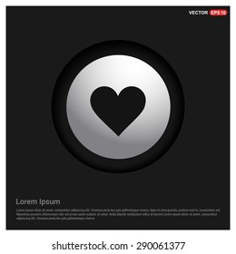 heart icon - abstract logo type icon - Realistic Silver metal button abstract black background. Vector illustration