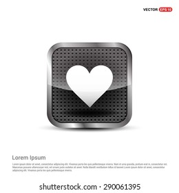 heart icon - abstract logo type icon - Realistic Silver metal button abstract background. Vector illustration