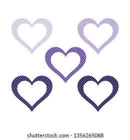 Heart icon, abstract purple hearts set, vector illustration