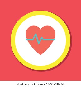 Heart icon with add sign, Heartbeat symbol, ecg or ekg heart beat illustration