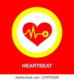 Heart icon with add sign, Heartbeat symbol, ecg or ekg heart beat illustration