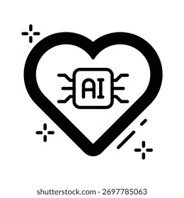 Herzsymbol mit KI-Chip, der emotionale Intelligenz und Gesundheitstechnologie darstellt