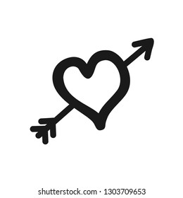 heart icon with arrow inside. vector illustration