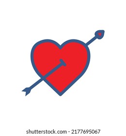 Heart icon with arrow. Icon related to wedding. Lineal color icon style. Simple design editable