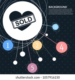 Heart icon with the background to the point and with infographic style. Vector illustration