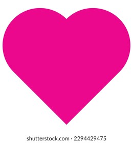 Heart icon, beautiful flat style pink color Valentine's Day symbol, perfect shape love object, happy thoughts, health or life illustration vector for web, app, mobile, UI, game. Isolated on white.