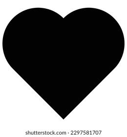 Heart icon, beautiful flat style black color Valentine's Day symbol, perfect shape love object, happy thoughts, health or life illustration vector for web, app, mobile, UI, game. Isolated on white.