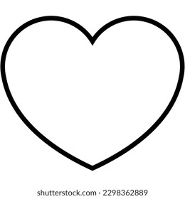 Heart icon, beautiful flat style black outline color Valentine's Day symbol, perfect shape love object, health, life or happy thoughts illustration for game, app, UI, web, mobile. Isolated on white.