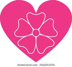 Heart icon with beautiful flower vector image. Best use for Valentine's Day
