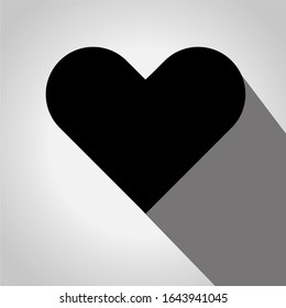 Heart icon black color on gray background. Flat.