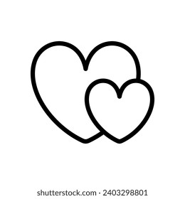 Heart icon. Black contour linear silhouette. Editable strokes. Front view. Vector simple flat graphic illustration. Isolated object on a white background. Isolate.
