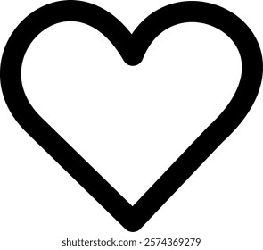 Heart icon Black outline png transparent vector