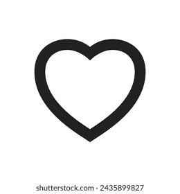 Heart icon. Black heart shape isolated on white background. Graphic for design wedding celebration. Romantic prints. Cute simple frame. Wedding party element. Outline geometric. Vector illustration