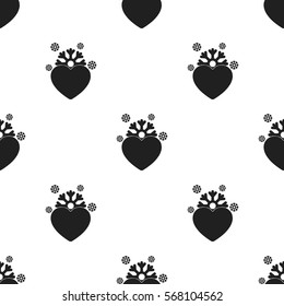 Heart icon in black style isolated on white background. Romantic pattern stock vector illustration.
