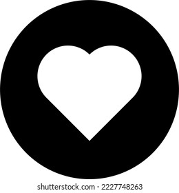 Heart icon in black and white, button with heart sign