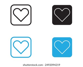 Heart icon black and white vector outline sign