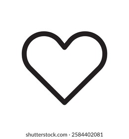 Heart icon black and white vector outline sign