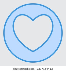 Heart icon in blue style, use for website mobile app presentation