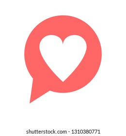 Heart icon in bubble dialog, chat love symbol