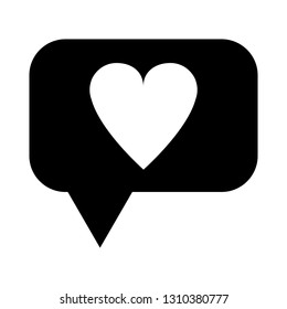 Heart icon in bubble dialog, chat love symbol