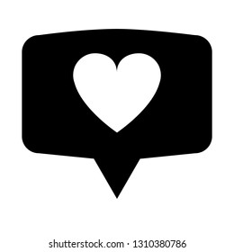 Heart icon in bubble dialog, chat love symbol