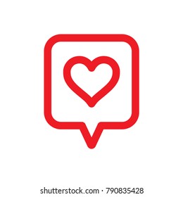 Heart icon in bubble dialog, chat love symbol