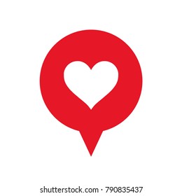 Heart icon in bubble dialog, chat love symbol