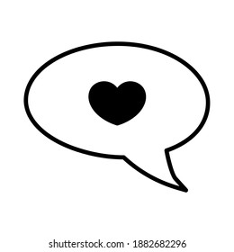 Heart icon in bubble silhouette. Blak stroke
