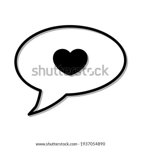 Heart icon in bubble silhouette. Blak stroke
