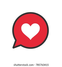 Heart icon in bubble speech, love symbol, social media like