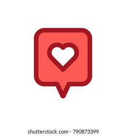 Heart icon in bubble speech, love symbol, social media like