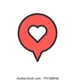 Heart icon in bubble speech, love symbol, social media like