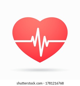Heart icon with a cardio line vector illustration