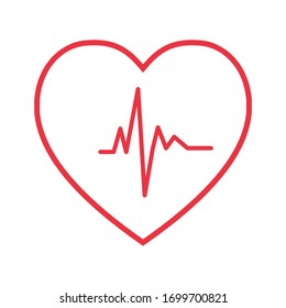 Heart icon with a cardiogram. Vector graphics.