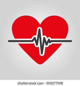 The heart icon. Cardiology and cardiogram, ecg, cardio symbol. Flat Vector illustration