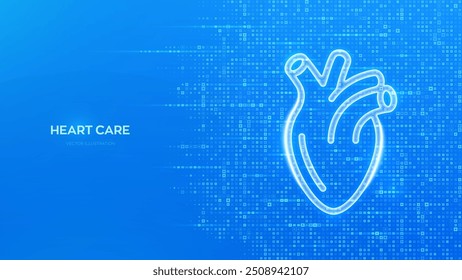 Herzsymbol. Kardiologisches Konzept. Anatomisches Organ des menschlichen Herzens. Gesundheitswesen. Behandlung von Herzerkrankungen. Weltgesundheitstag. Blauer medizinischer Hintergrund mit Kreuz-Form-Symbol. Vektorgrafik.